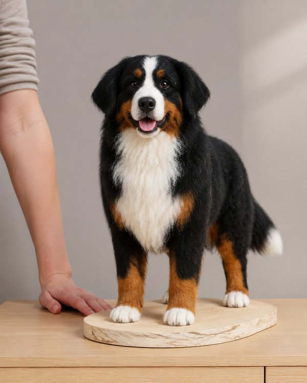 Large dog full-body needle-felt portrait reference